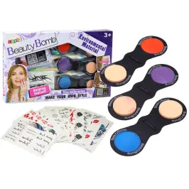 Beauty Tattoos Set 12 Cards 3 Hair Shadows Sponges
