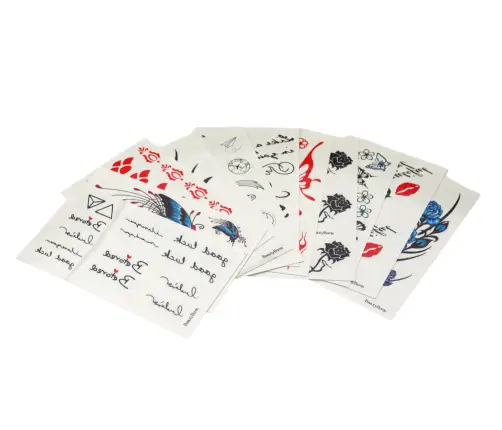 Beauty Tattoos Set 12 Cards 3 Hair Shadows Sponges