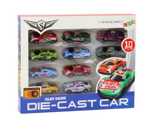 Set of Toy Cars, Spring Springs, Sports Racing Cars 1:64, 10 pcs.