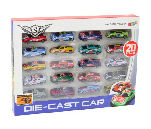 Set of Toy Cars, Spring Springs, Sports Racing Cars 1:64, 20 pcs.