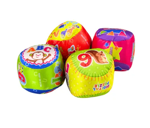 Set of Soft Balls Colorful Educational Rattle Balls 4 pcs.