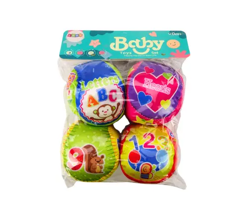 Set of Soft Balls Colorful Educational Rattle Balls 4 pcs.