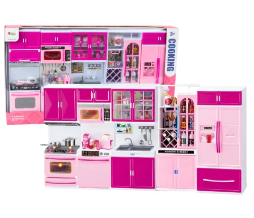Kitchen Furniture Set for Dolls Fridge Stove Accessories Pink Kitchen Furniture Set for Dolls Fridge Stove Accessories Pink