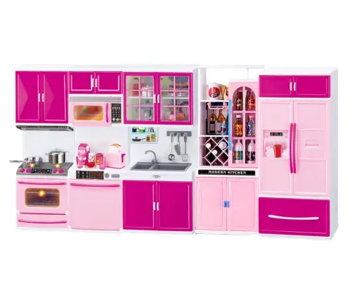 Kitchen Furniture Set for Dolls Fridge Stove Accessories Pink Kitchen Furniture Set for Dolls Fridge Stove Accessories Pink