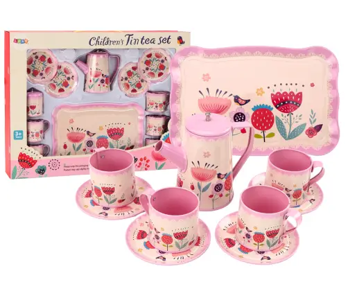 Coffee Tea Set Cups Kettle Tray Pink Cafe 12 pcs. Coffee Tea Set Cups Kettle Tray Pink Cafe 12 pcs.