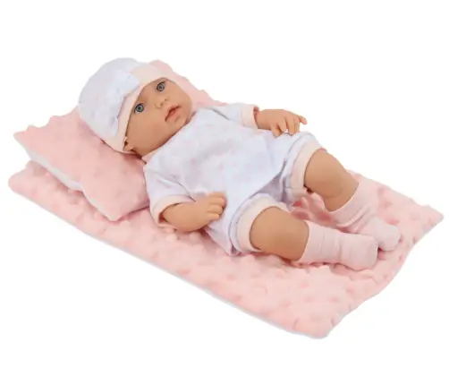 Baby Doll in White Pajamas, Hat, Blanket, Cushion Baby Doll in White Pajamas, Hat, Blanket, Cushion