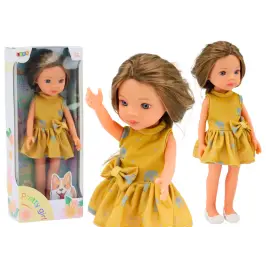 Doll Yellow Dress Brown Hair Large Doll 33cm
