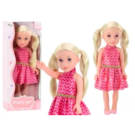 Doll Pink Dress Ponytails Blonde Hair Large Doll 46cm