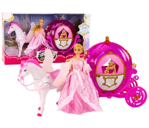 Carriage With Horse Doll Princess Carriage Pink Pegasus Set Carriage With Horse Doll Princess Carriage Pink Pegasus Set