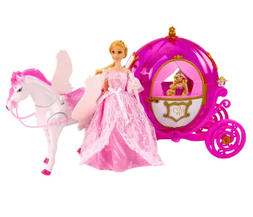 Carriage With Horse Doll Princess Carriage Pink Pegasus Set Carriage With Horse Doll Princess Carriage Pink Pegasus Set