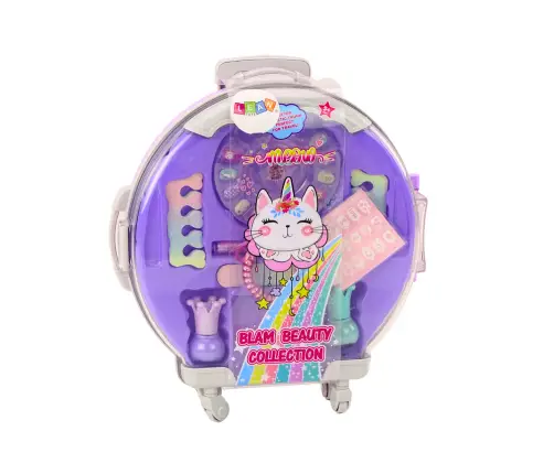 Cosmetics Set in Nail Makeup Suitcase Purple Suitcase 9 pcs.