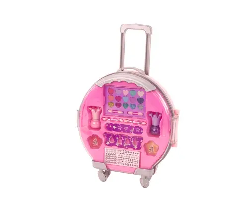 Set of Cosmetics in a Nail Makeup Suitcase Pink Suitcase 12 pcs.