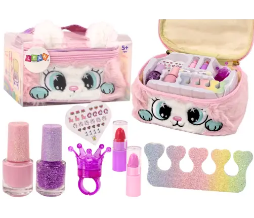 Beauty Set Plush Cosmetic Bag Kitty Nail Polish Lipsticks