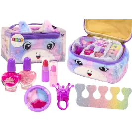 Beauty Set In Plush Cosmetic Bag Unicorn Nail Polish Shadows