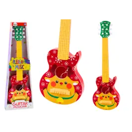 Toy Guitar for Children, Adjustable Strings, Red Reindeer