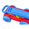 Set of blocks in a blue and red wheeled cart