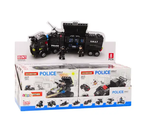 Construction Bricks Special Services Police Helicopter Boot MIX Set