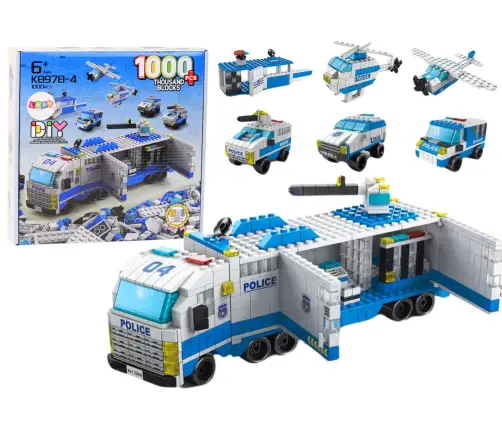 Police Truck Construction Bricks 6in1 Set Police Vehicles 1000pcs