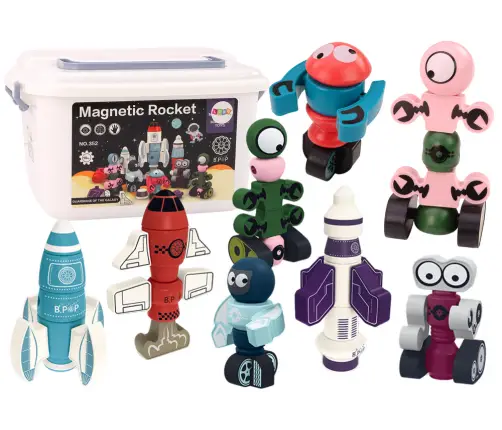 Magnetic Blocks Space Rocket Set 56 pieces. Magnetic Rocket Mix