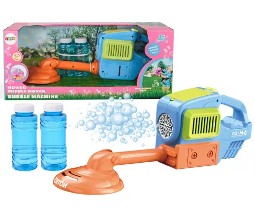 Soap Bubble Machine Lawn Mower Trimmer Two Fluids Blue