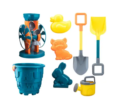 Sand Toy Set, Bucket, Grinder, Spatulas, Molds, Turquoise Sand Toy Set, Bucket, Grinder, Spatulas, Molds, Turquoise