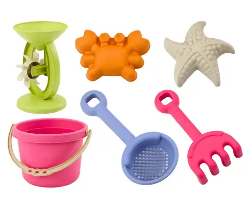 Sand Toy Set, Bucket, Grinder, Strainer, Pastel Molds