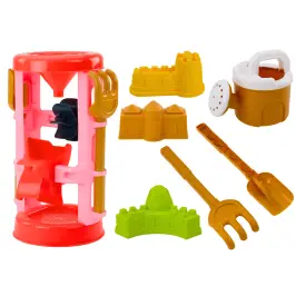 Set of Sand Toys, Grinder, Molds, Castles, Watering Can, Pink