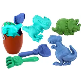 Dinosaurs Sand Set, Bucket, Egg, Rake, Spatula, Molds Dinosaurs Sand Set, Bucket, Egg, Rake, Spatula, Molds