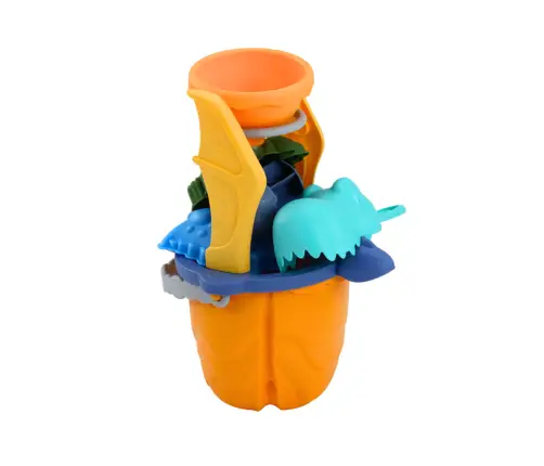 Dinosaur Sand Set, Funnel, Grinder, Molds, Spatula, 7 pieces.
