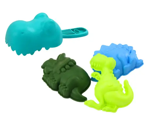 Dinosaur Sand Set, Funnel, Grinder, Molds, Spatula, 7 pieces.