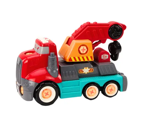 Cartoon Truck With Hook To Dismantle DIY Red Crane