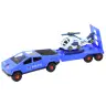 Modern Car Set with a Helicopter and a Tow Truck for Dismantling DIY Blue
