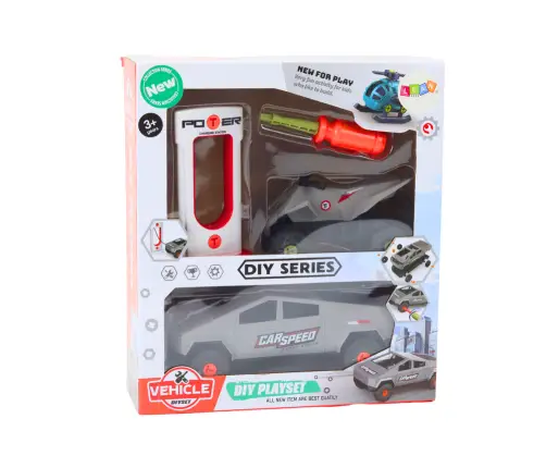Set of Modern Car with Quad for Disassembly DIY Gray