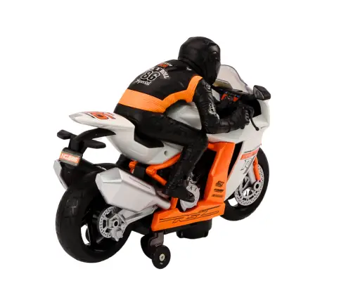 Motorcycle With Motorcyclist Lights Sounds Obstacle Sensor White