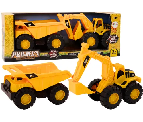 Construction Machinery Set Excavator Dump Truck Movable Yellow Construction Machinery Set Excavator Dump Truck Movable Yellow