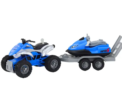Quad with a trailer for transporting a boat and a jet ski Quad with a trailer for transporting a boat and a jet ski
