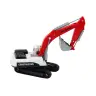 Crawler Excavator White and Red Metal Bucket