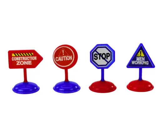 Set of 12 Toy Cars, Powered Planes, 5cm road signs
