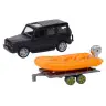 Black Off-Road Car with Trailer Orange Boat