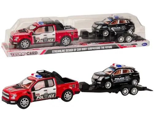 Police Pickup Truck With Tow Truck Semi-Trailer Off-Road Car Police Set