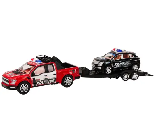 Police Pickup Truck With Tow Truck Semi-Trailer Off-Road Car Police Set