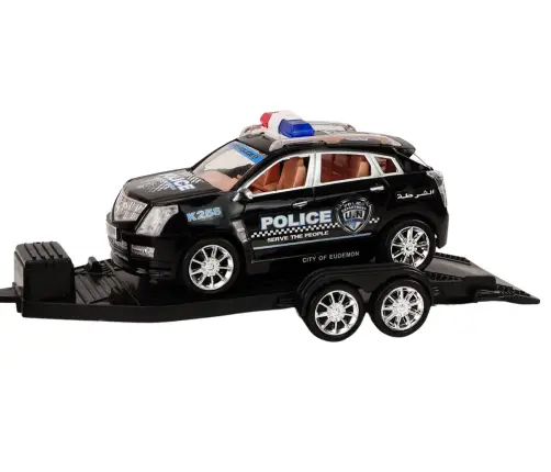 Police Pickup Truck With Tow Truck Semi-Trailer Off-Road Car Police Set