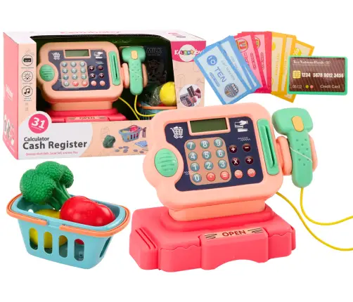 Cash Register Learning to Count Coins Shopping Cart Lights Sounds Pink