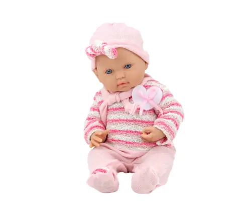 Baby doll, striped sweater, hat, scarf, pink Baby doll, striped sweater, hat, scarf, pink