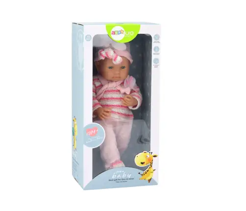 Baby doll, striped sweater, hat, scarf, pink Baby doll, striped sweater, hat, scarf, pink