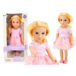 Doll in a dress with tulle, pink, blonde hair, 18'