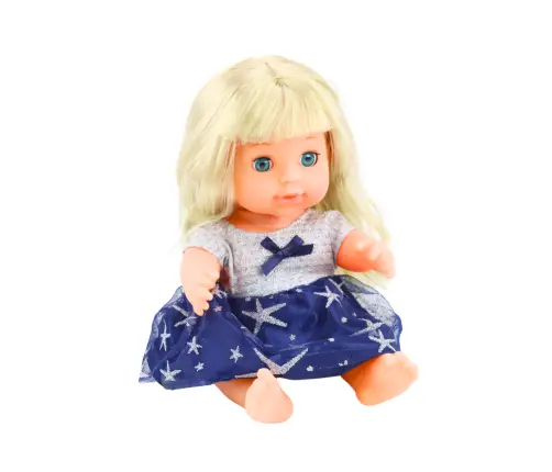 Doll In Navy Blue Dress Peeing Bottle Rattle Sounds Doll In Navy Blue Dress Peeing Bottle Rattle Sounds