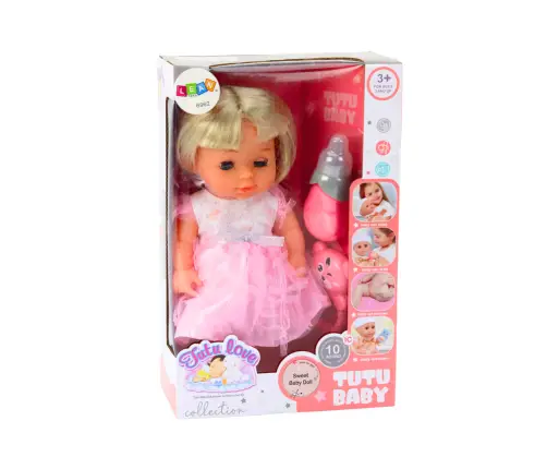 Doll In Light Pink Dress Peeing Bottle Rattle Sounds Doll In Light Pink Dress Peeing Bottle Rattle Sounds