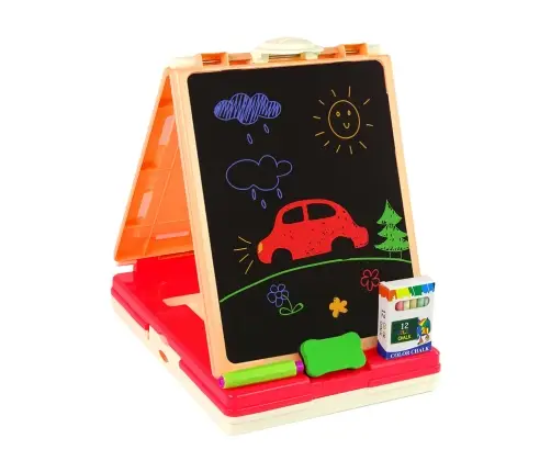 Divpusēja magnētiskā tāfele zīmēšanai ar piederumiem