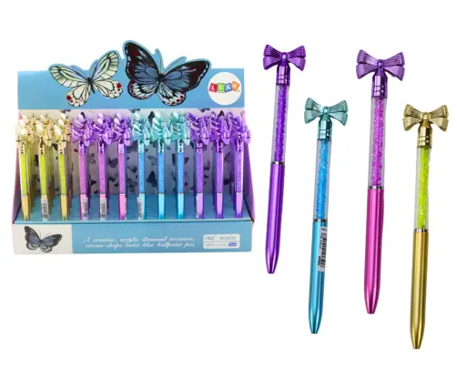 Ballpoint Pen with Bow Diamonds Blue Refill 0.7mm Mix